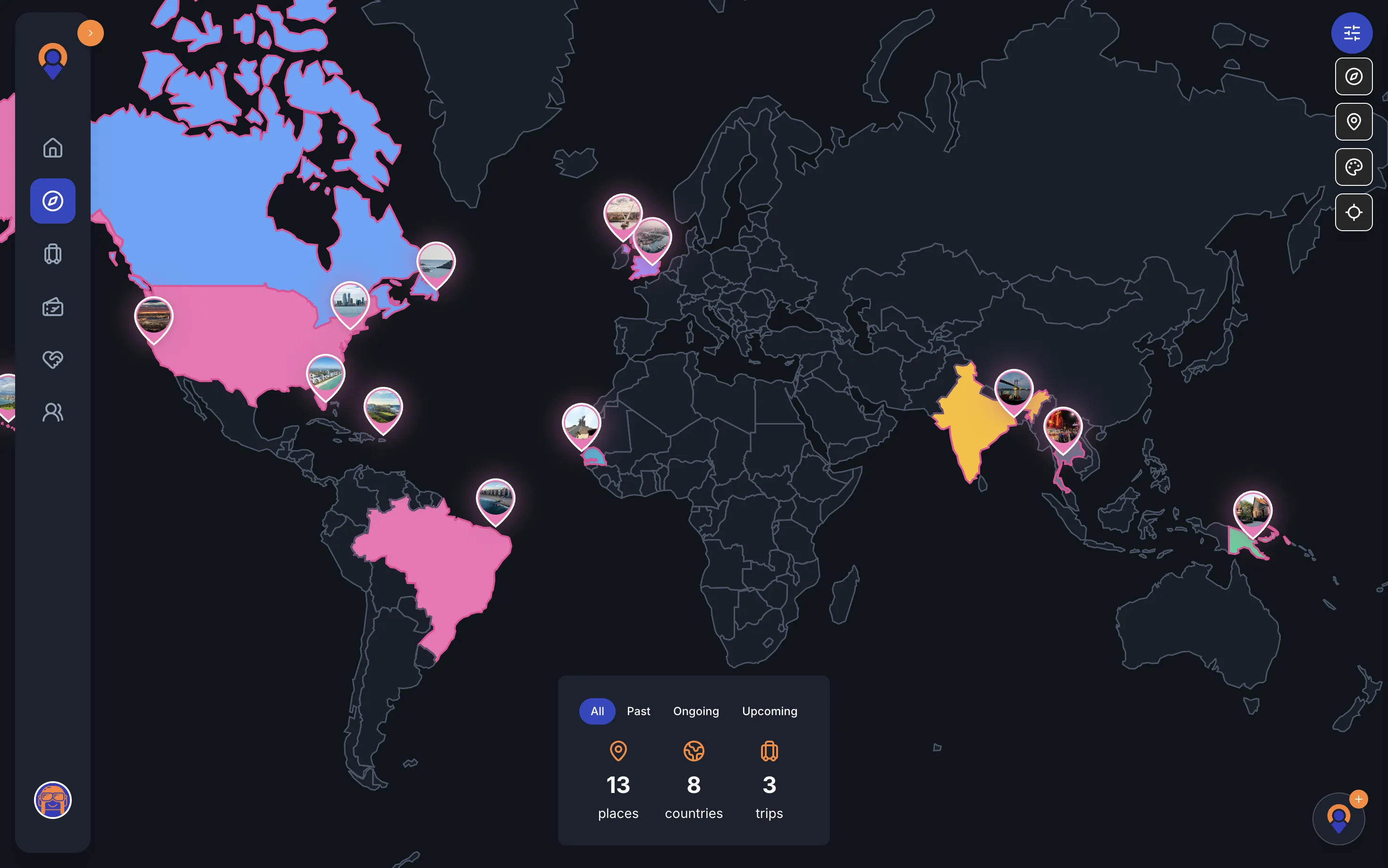 Nomu explore map — dark theme